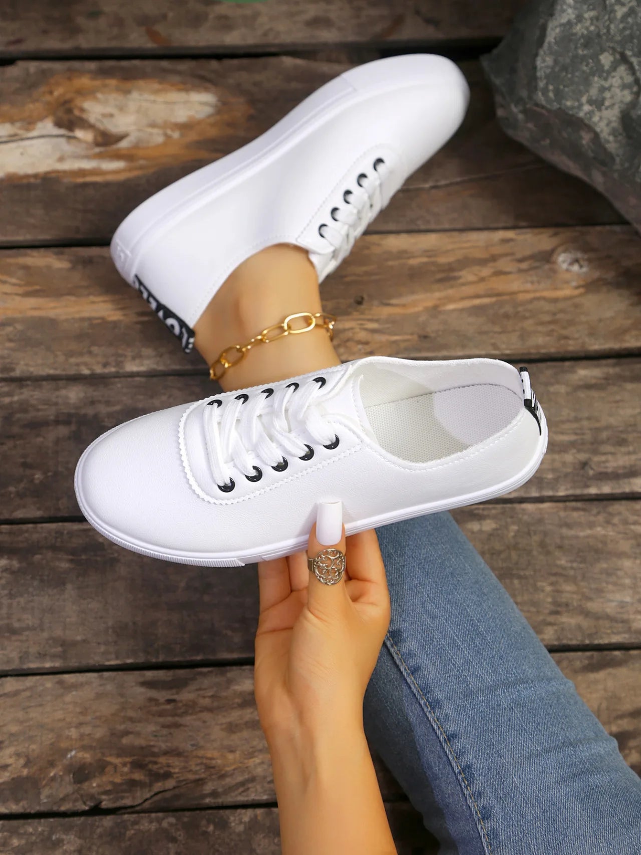 Sneakers Mujer Verano 2025 - Zapatillas Transpirables Suela Suave Blancas