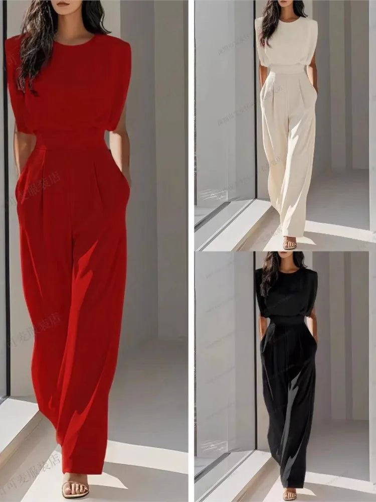 Mono Mujer Elegante Oficina Verano - Jumpsuit Cintura Alta Bolsillos