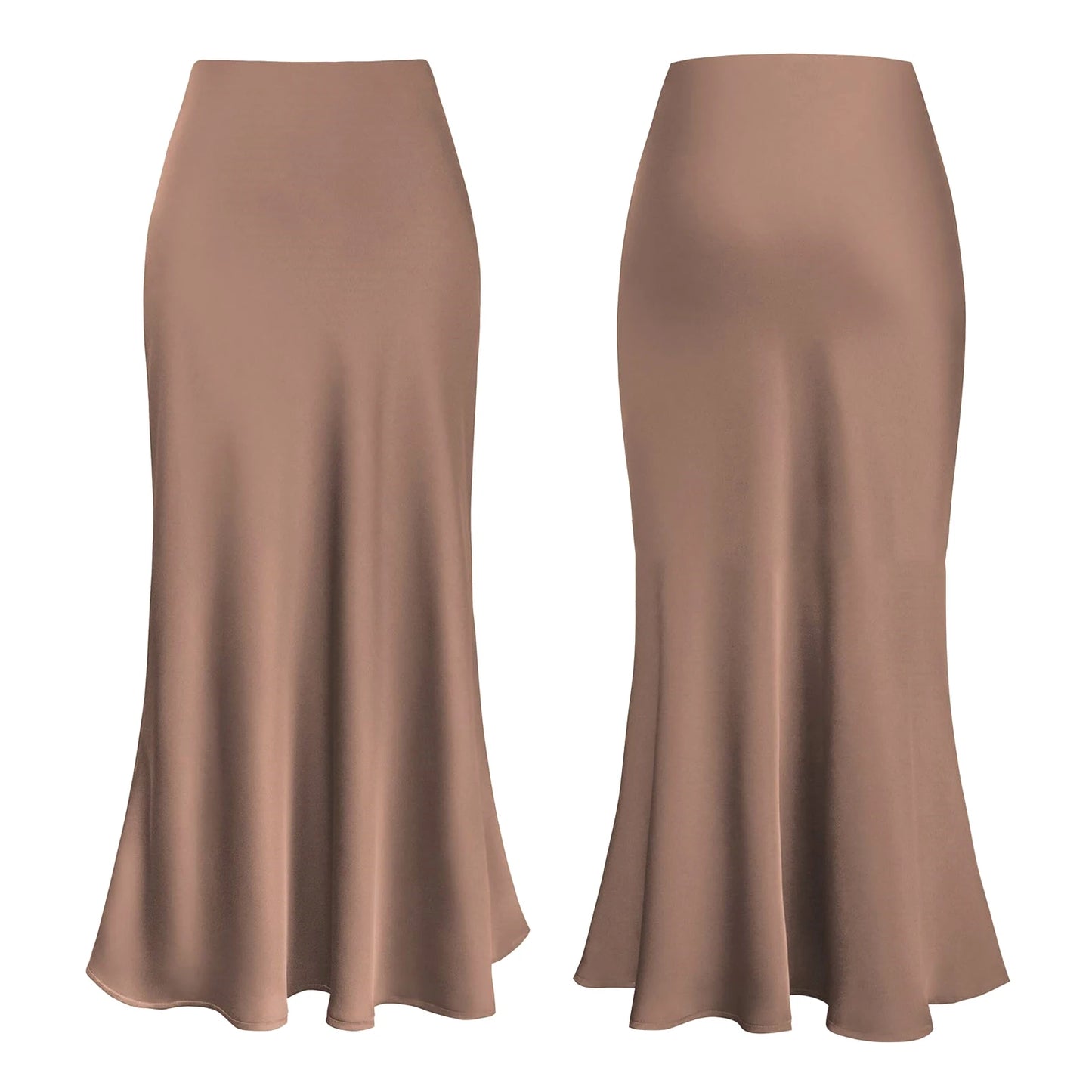 Falda Satén Mujer Larga 2025 - Falda Maxi Recta Elegante Negra Champagne