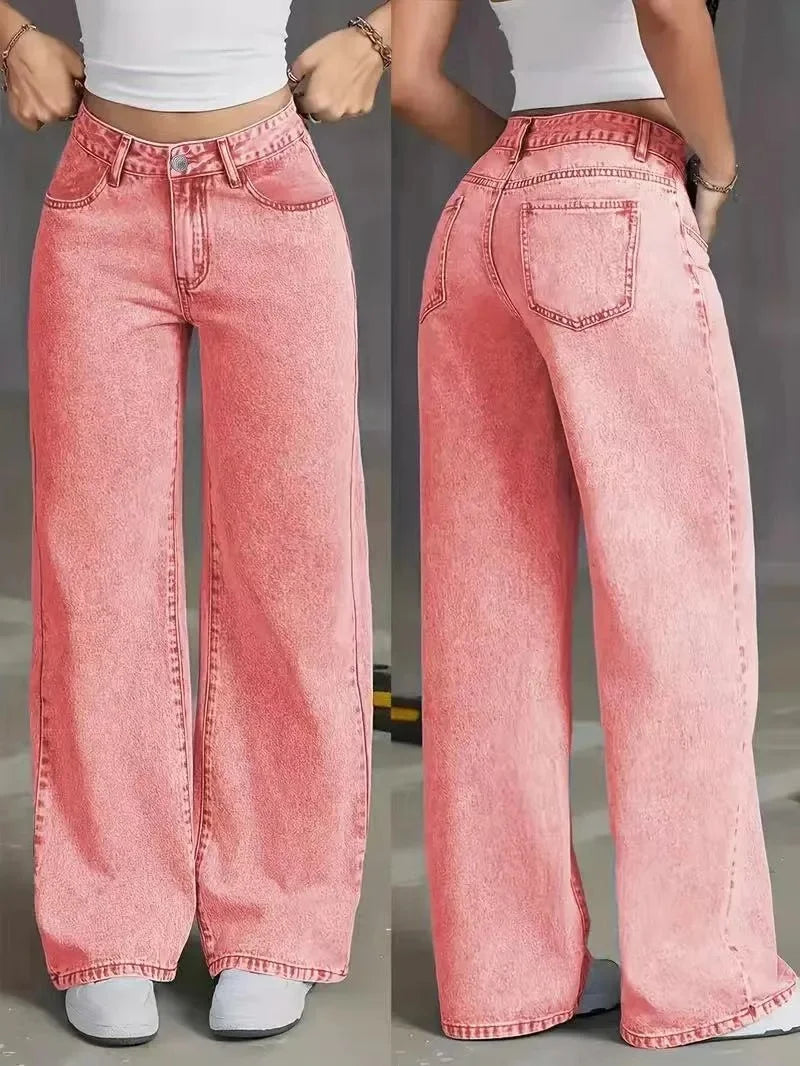Vaqueros Mujer Pierna Recta Verano - Jeans Cintura Alta Sueltos Casual