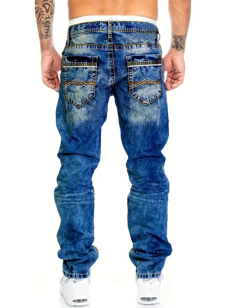 Vaqueros Hombre Europeos Americanos Otoño - Jeans Slim Elásticos Lavado Vintage Streetwear