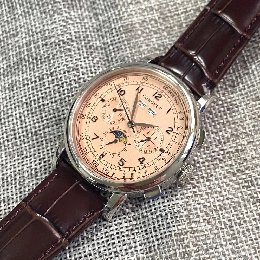 Reloj Mecánico Automático 316L Multifunción 42mm - Fecha Día Mes Año Indicador Día/Noche