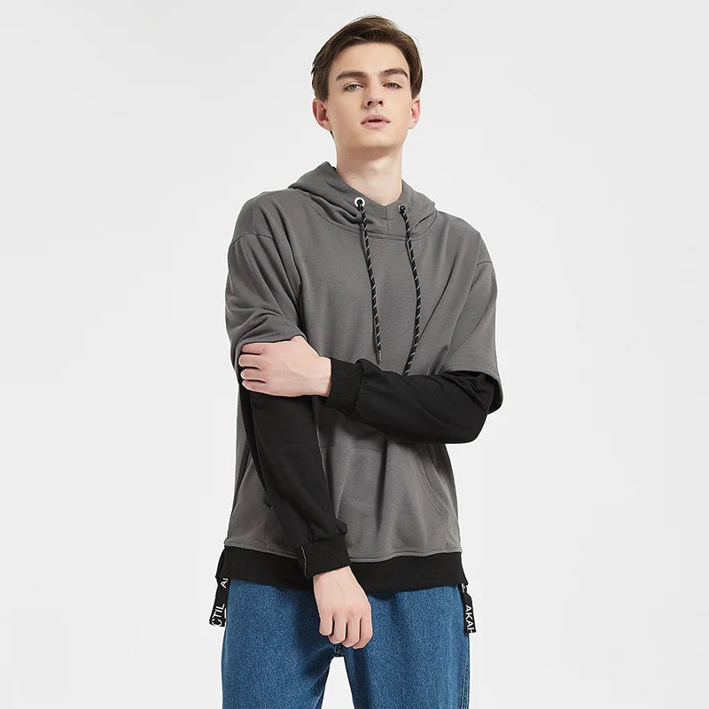 Sudadera Hombre Patchwork Hip Hop - Hoodie Pullover Streetwear Colorblock