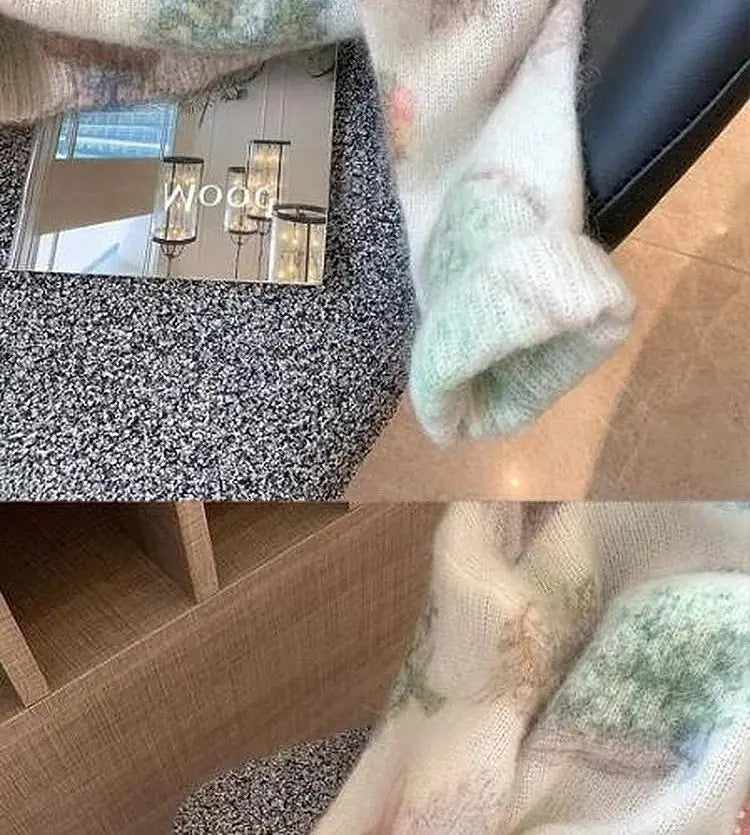 Jersey Mujer Otoño Invierno Estilo Suave - Holgado Versátil Estampado Perlas