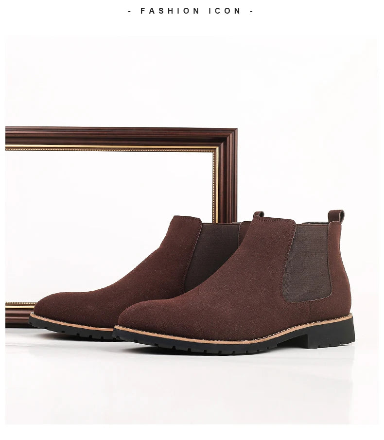 Botines Hombre Fashion Chelsea - Cuero Tobillo Casual Negros Outdoor High-Top Boda