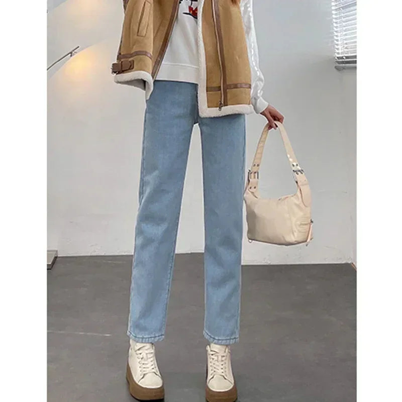 Vaqueros Mujer Forro Polar Invierno - Jeans Térmicos Cintura Alta