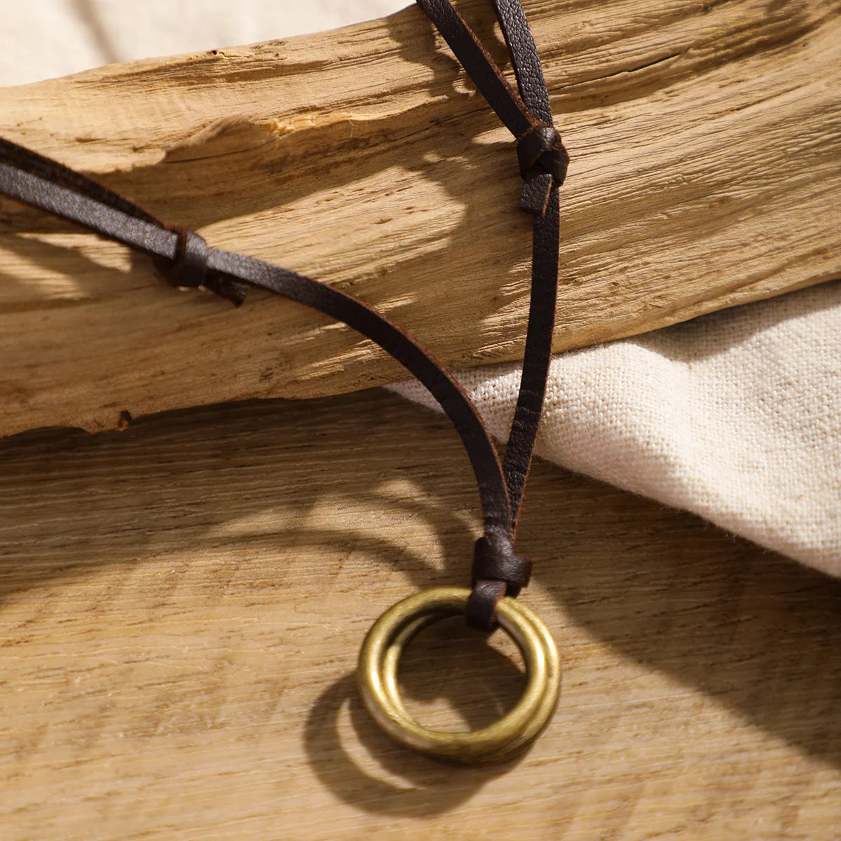 Collar Cadena Cuerda Hombre Ajustable - Colgante Anillo Círculo Vintage Joyería Cuello Accesorios Regalo