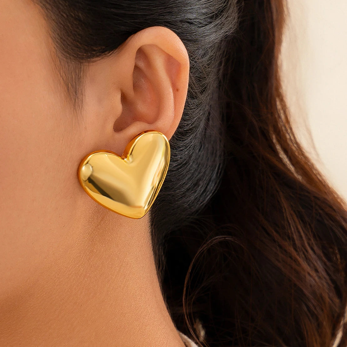 Pendientes Corazón Amor Minimalistas - Punk Dorado Goth Mujer 2024