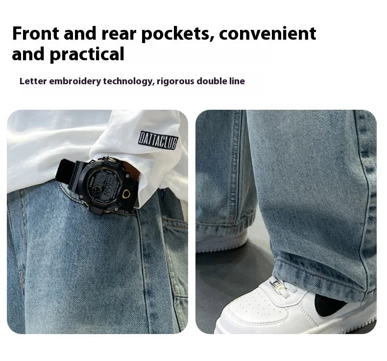 Vaqueros Niño 2025 Primavera Otoño - Pantalones Rectos Pierna Ancha Trendy 5-15 Años