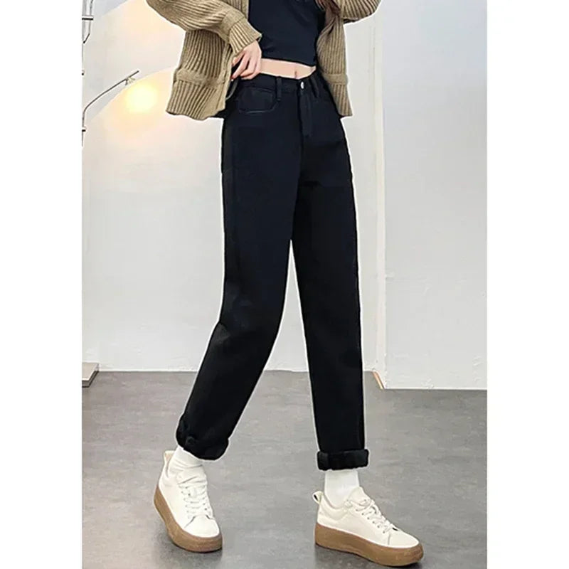 Vaqueros Mujer Forro Polar Invierno - Jeans Térmicos Cintura Alta