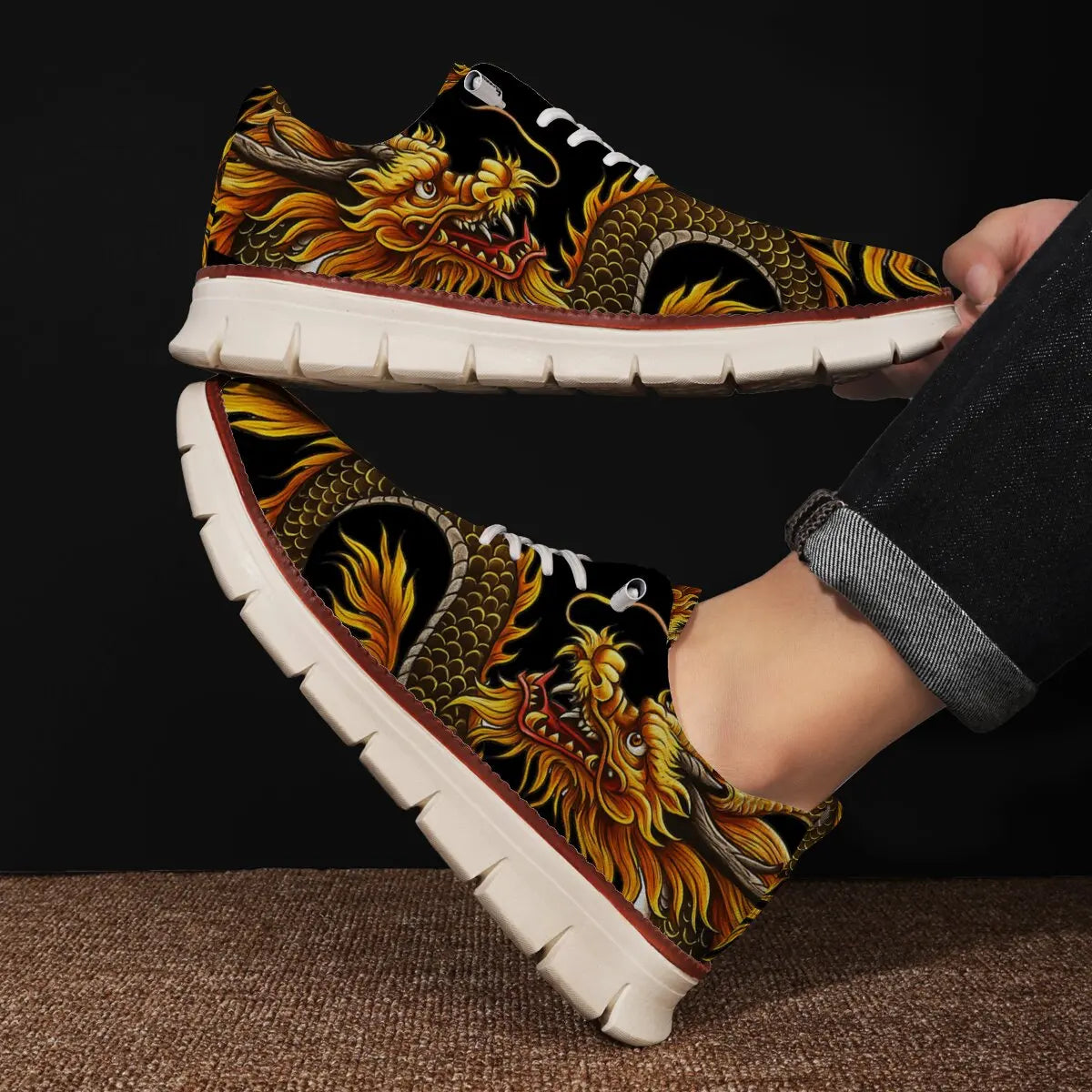 Zapatos Hombre Casual Clásicos - Transpirables Brogue Planos Acolchados Vestir Sneakers Ligeros