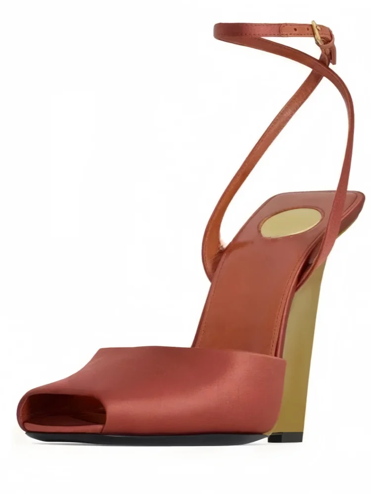 Sandalias Plataforma Mujer Satén 2025 - Zapatos Tacón Chunky Tiras Primavera