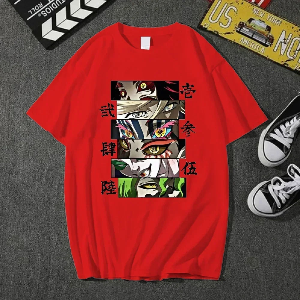 Camiseta Mujer Anime Demon - Manga Corta Estampado Lunas Streetwear