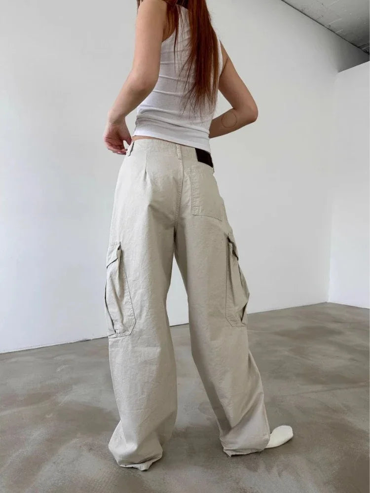 Pantalón Cargo Mujer Streetwear - Pantalón Verano Holgado Coreano