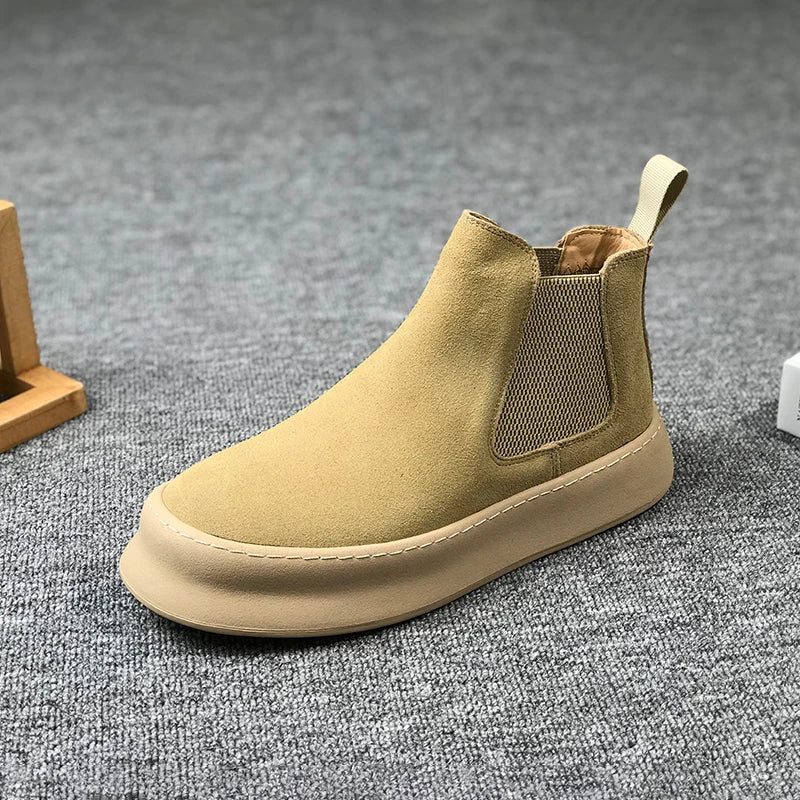 Botines Hombre Ante Suela Gruesa - Retro Otoño Invierno Cómodos Fashion Aumentan Altura Casual Jóvenes