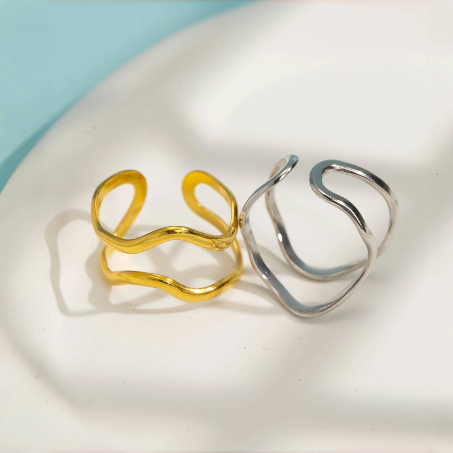 Anillo Doble Capa Ajustable - Acero Inoxidable Minimalista Hipoalergénico