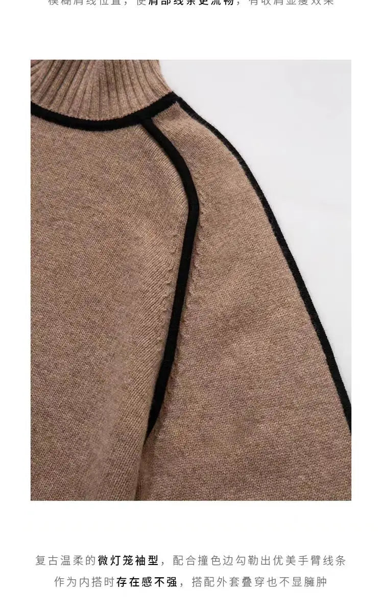 Suéter Mujer Cuello Alto Patchwork - Jersey Holgado Invierno