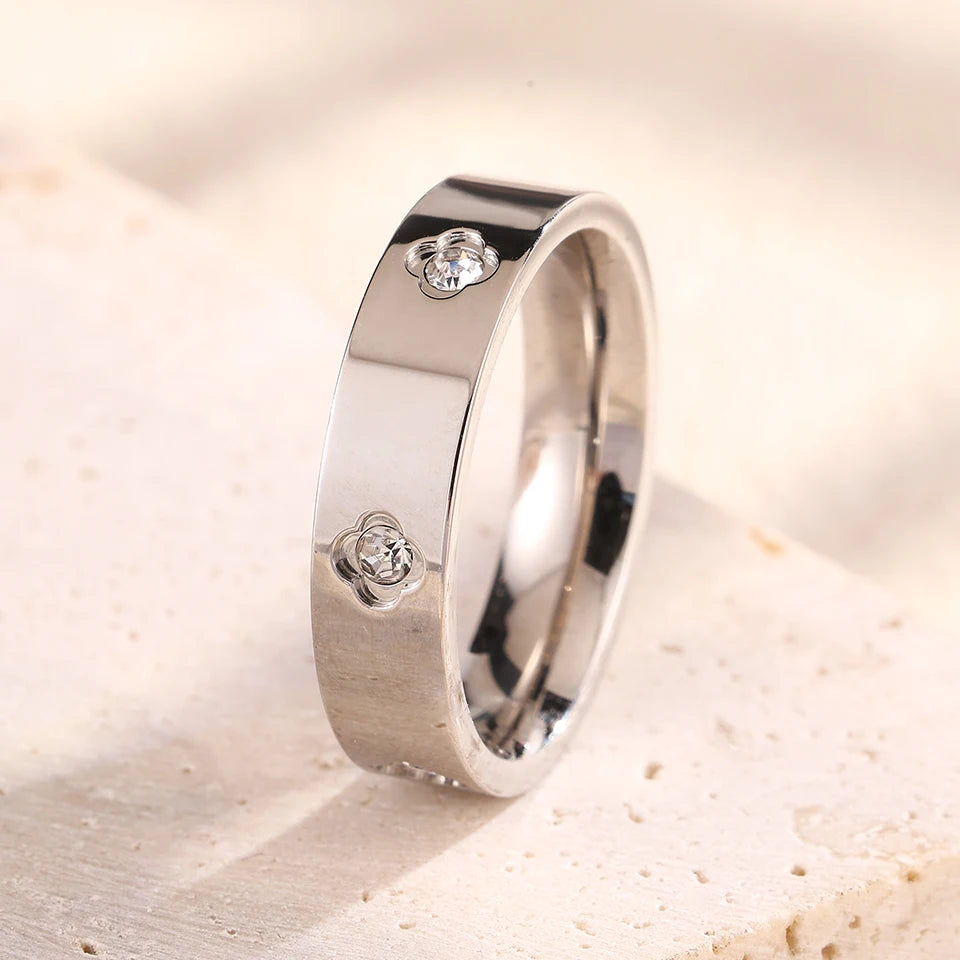 Set Anillos Multicapa Acero Inoxidable - Circonita Apilables Mujer