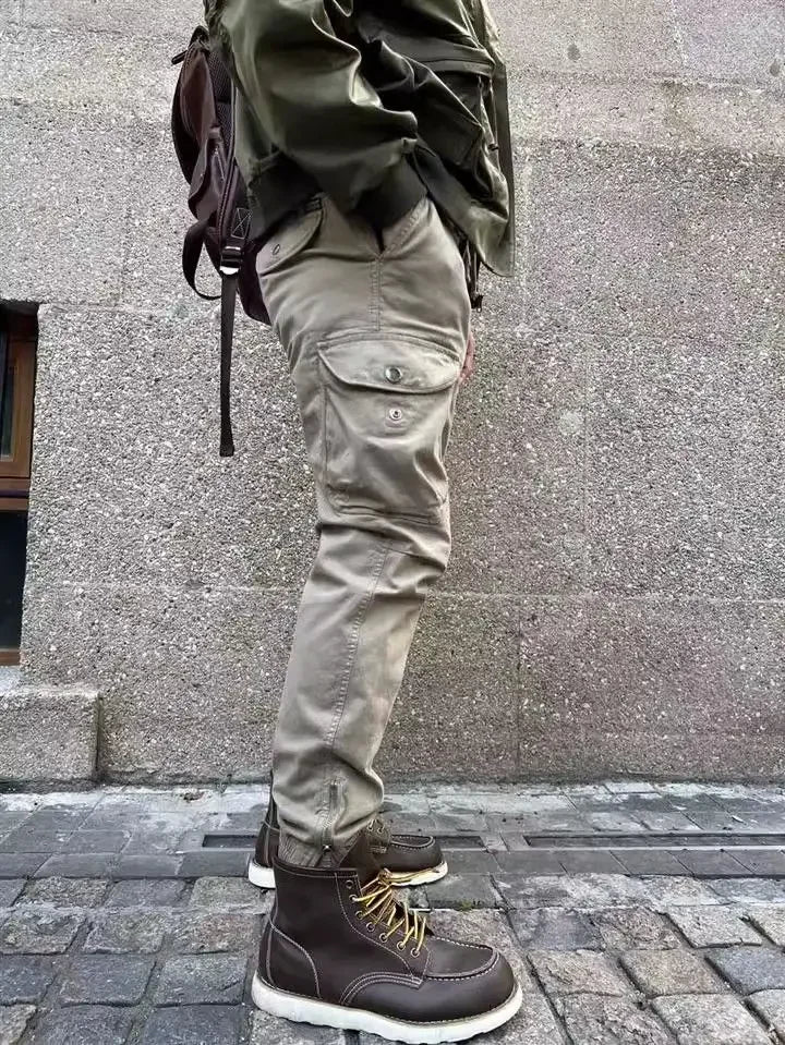 Pantalones Cargo Hombre Trekking - Motocicleta Gris Hiking Outdoor Coreano