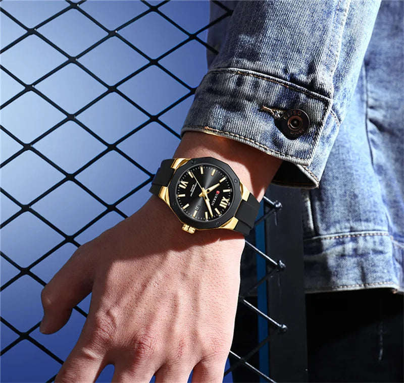 Reloj CURREN 8465 Nuevo 2025 - Cuarzo Silicona Luz Nocturna Casual Resistente al Agua