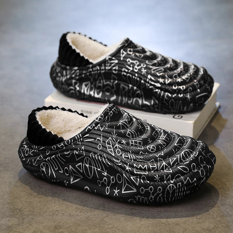 Pantuflas Hombre Invierno Algodón - Cálidas Antideslizantes Impermeables Talón