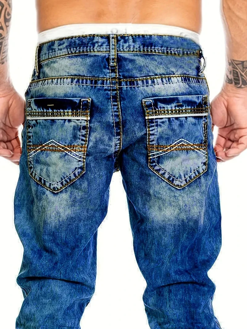 Vaqueros Hombre Europeos Americanos Otoño - Jeans Slim Elásticos Lavado Vintage Streetwear