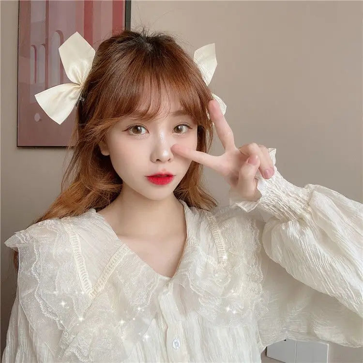 Camisa Cuello Peter Pan Mujer Coreana - Blusa Manga Larga Kawaii Primavera