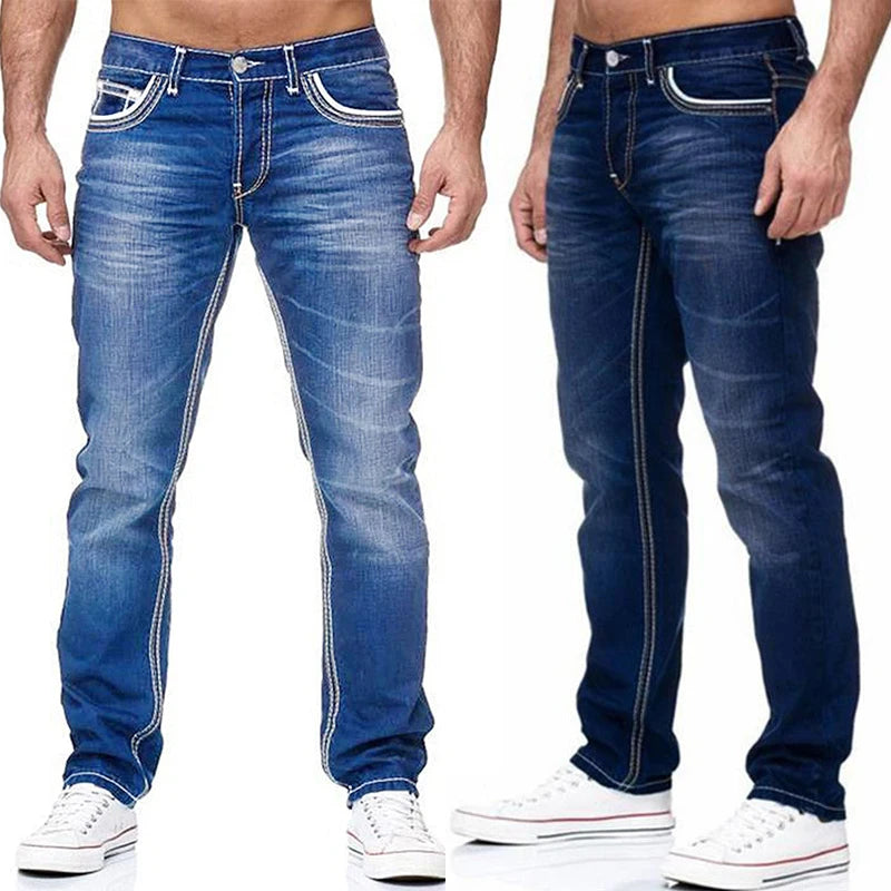 Vaqueros Negros Hombre Streetwear - Jeans Rectos Bolsillos Primavera Otoño Alta Calidad
