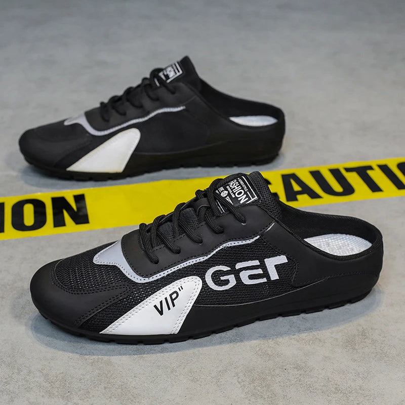 Chanclas Hombre Baotou 2025 - Verano Transpirables Casual Vulcanizadas Planas Sneakers Half Slip On