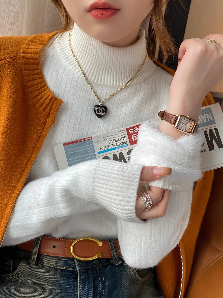 Suéter Mujer Térmico Forro Terciopelo - Jersey Cuello Alto Invierno