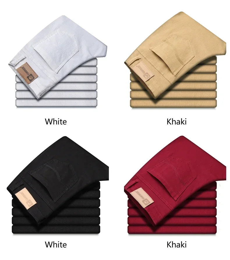 Vaqueros Blancos Hombre Slim Elásticos - Jeans Rectos Business Casual Alta Gama