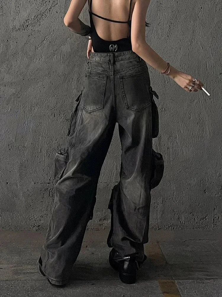 Jeans Cargo Mujer Baggy - Pantalón Y2K Gótico Harajuku