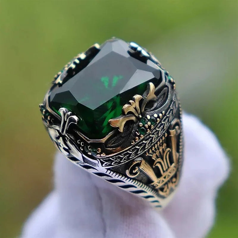 Anillo Hombre Jade Retro - Elegante Banquete Fiesta