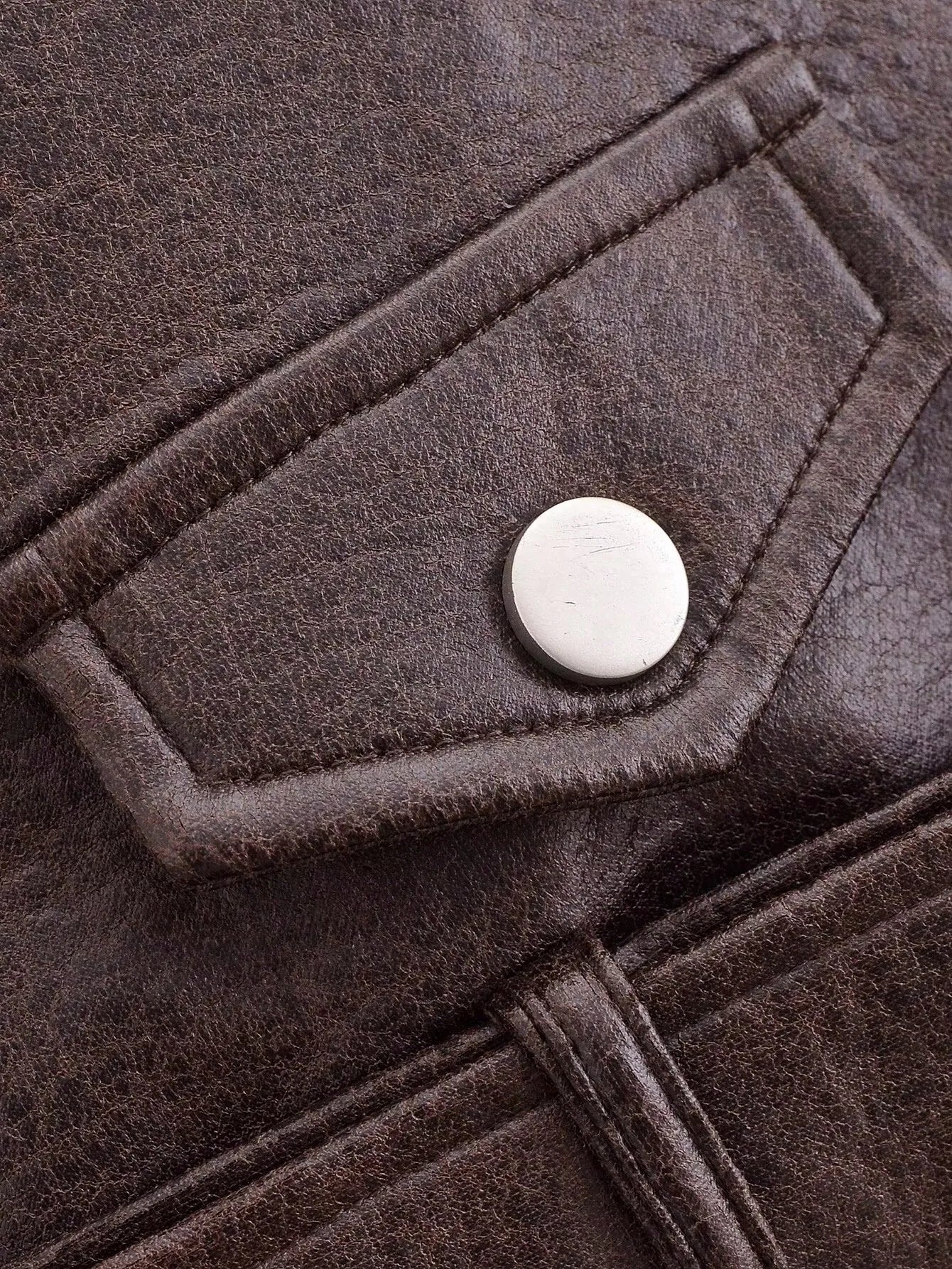 Chaqueta Cuero Mujer Vintage Marrón - Chaqueta Moto PU Cremallera