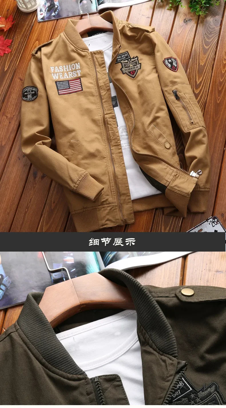 Chaqueta Bomber Hombre 2024 Bordado - Jacket Casual Cortavientos Slim