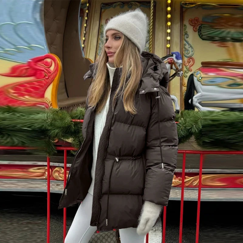 Chaqueta Algodón Mujer Gruesa - Chaqueta Cuello Alto Cremallera Capucha 2025