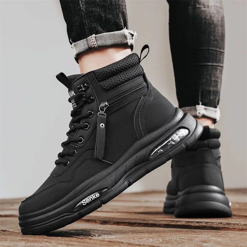 Botas Hombre Tobillo Invierno - Casual Cowboy Combat Tactical Motocicleta Cuero Chelsea Trabajo Outdoor Senderismo Luxury Designer