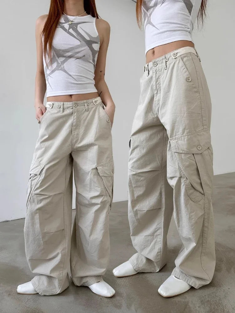 Pantalón Cargo Mujer Streetwear - Pantalón Verano Holgado Coreano