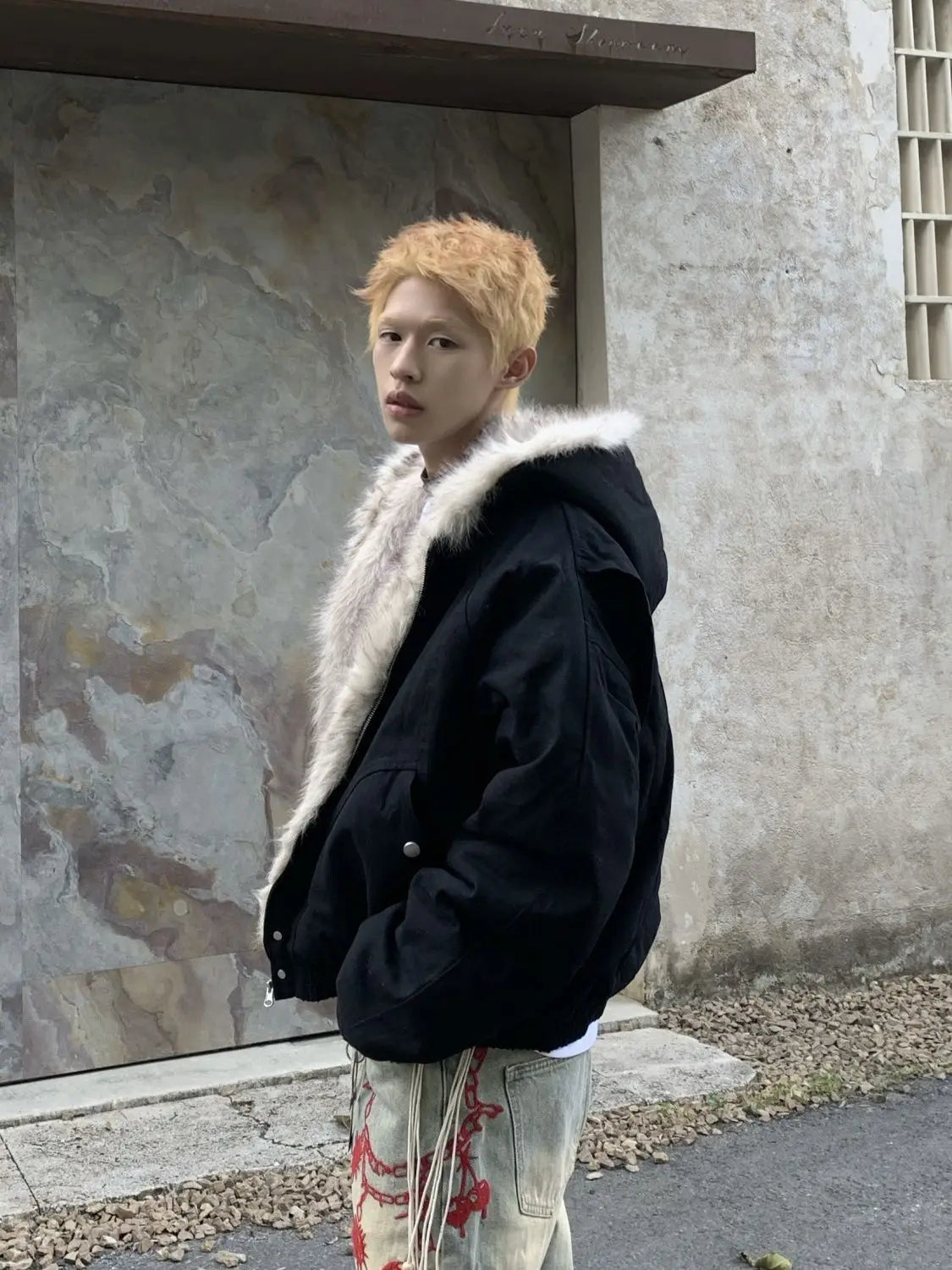 Sudadera Y2K Oversized Hombre - Hoodie Hip Hop Fox Fur Zipper Kpop