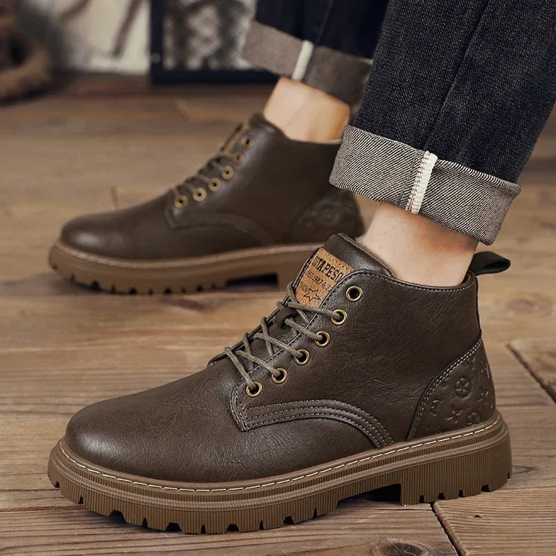 Botas Hombre 2024 Cuero Altas - Casual Fashion Retro All-Match Trabajo Desert