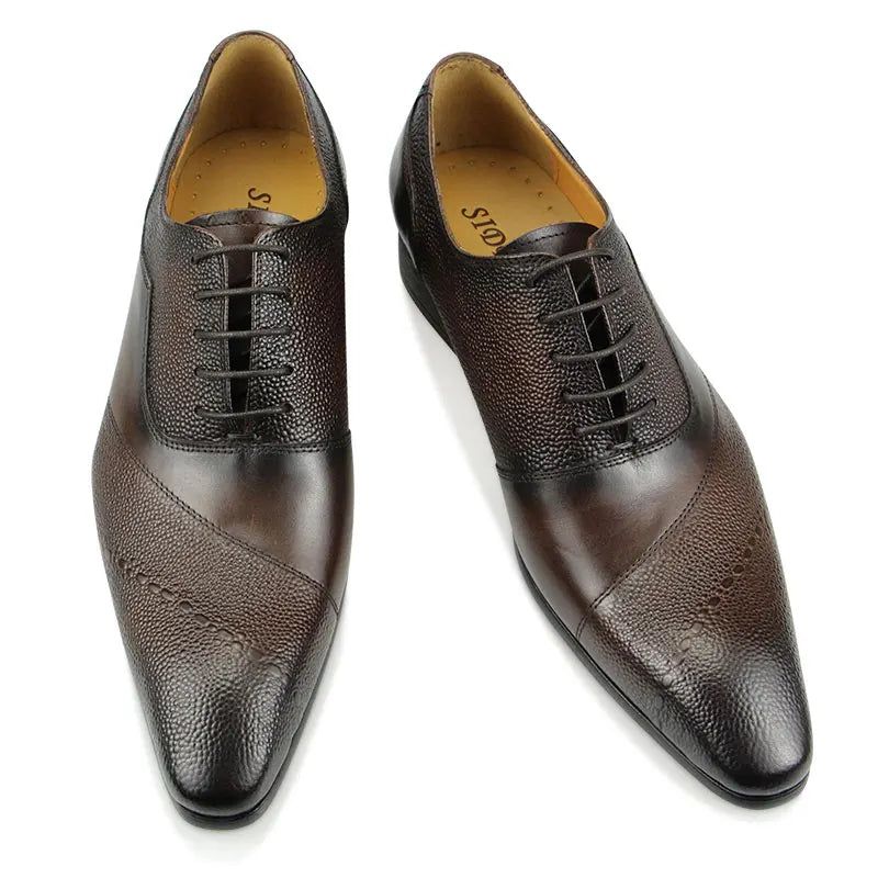Zapatos Vestir Hombre Cuero Genuino - Oxford Formales Cap Toe Cómodos Clásicos Bota