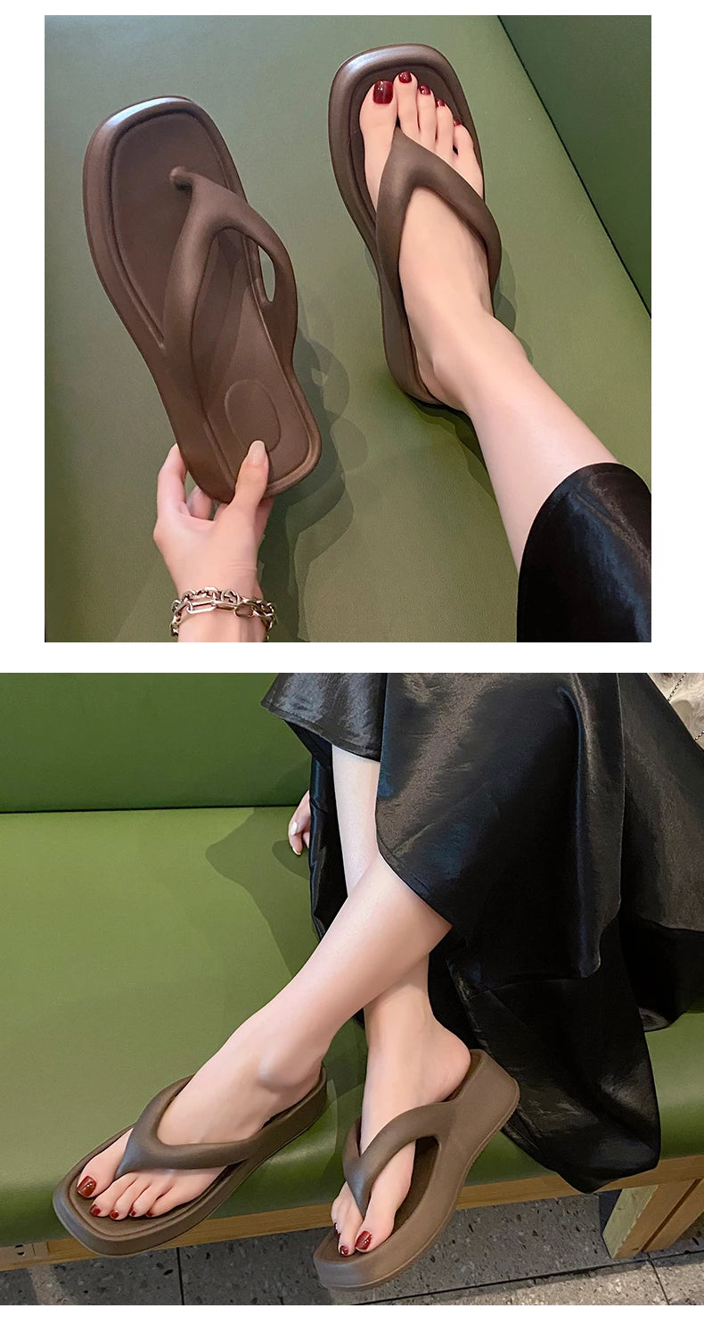 Chanclas Mujer Elegantes Transpirables - Sandalias Tacón Medio Outdoor Versátiles