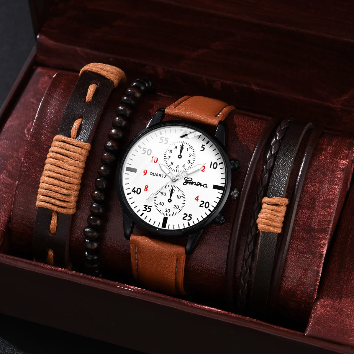 Reloj Hombre Cuero Marrón Luxury - Cuarzo Business Fashion Regalo Elegante