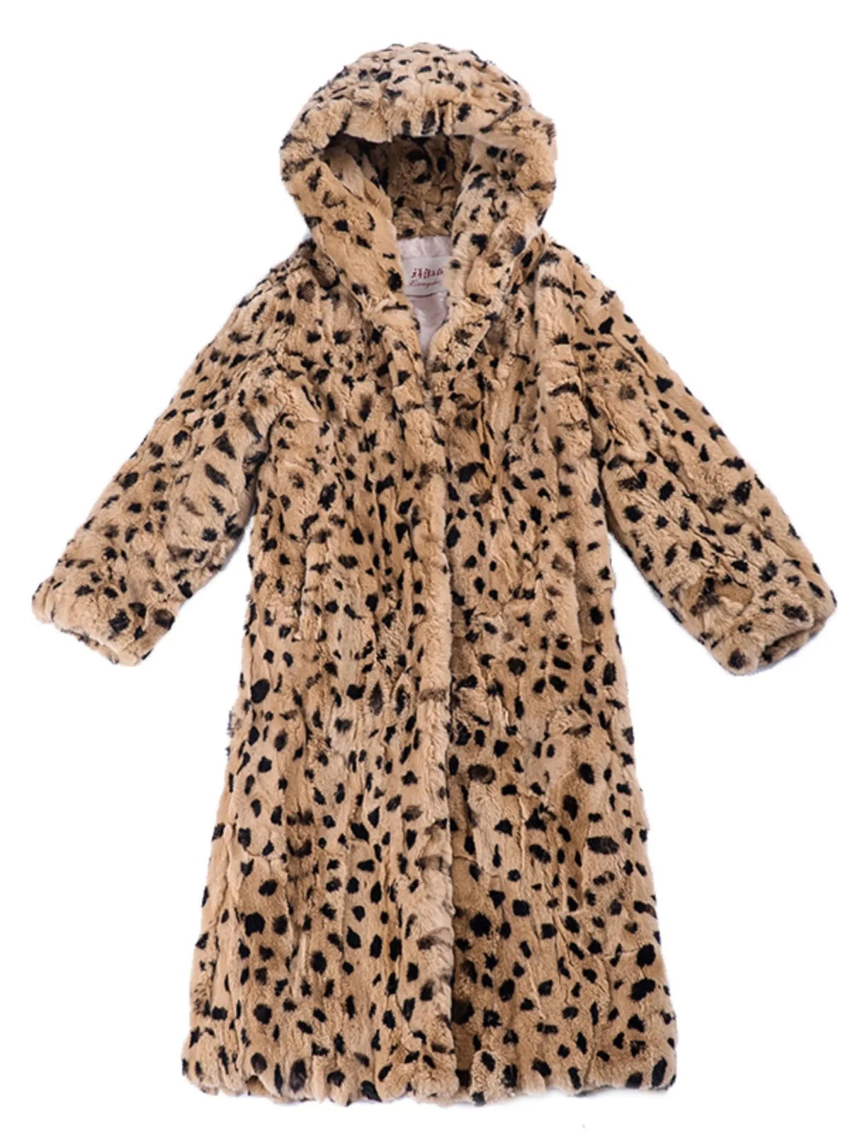 Abrigo Piel Conejo Mujer Capucha - Abrigo Real 110cm Largo Invierno