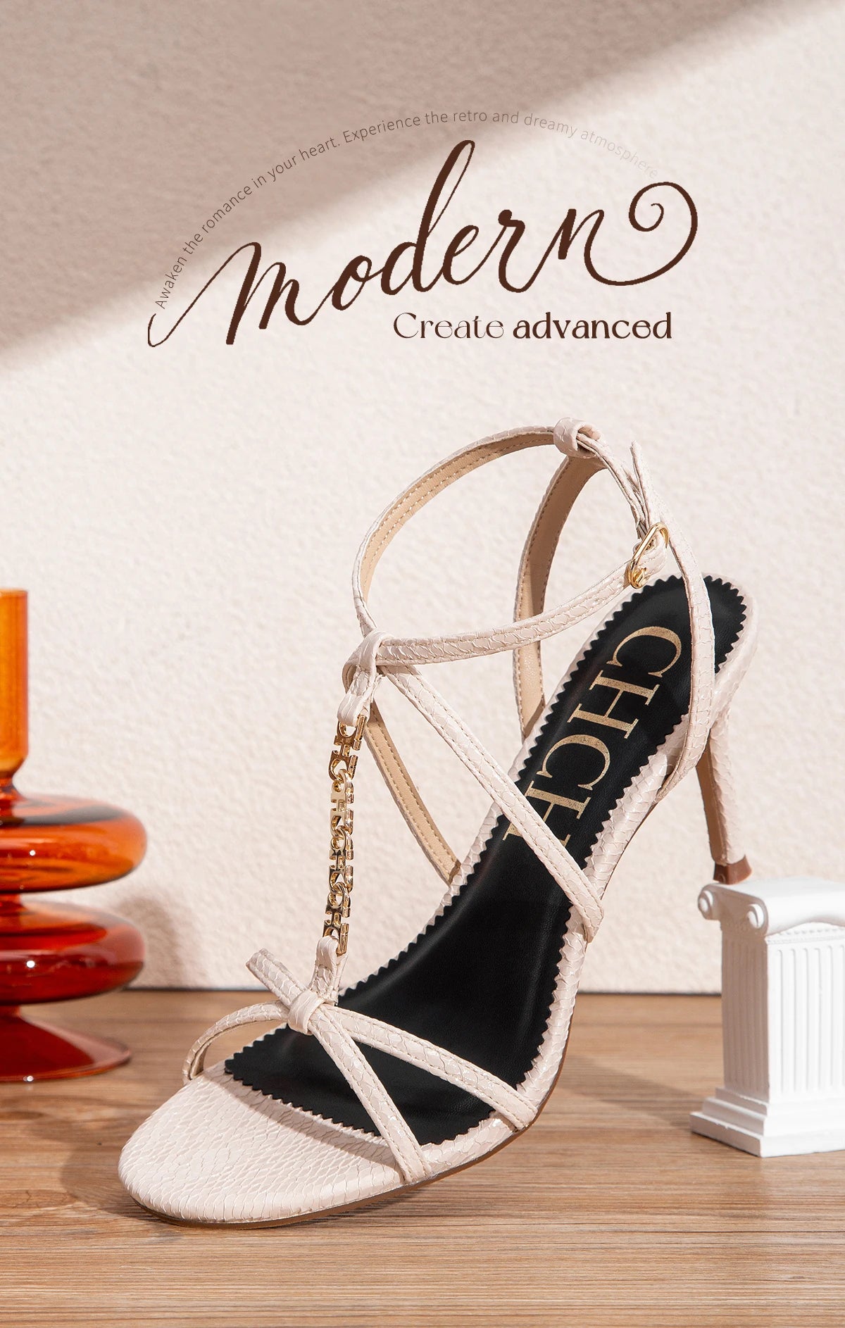 Sandalias Tacón Mujer Tiras CHCH - Zapatos Cordones Punta Cuadrada Fiesta