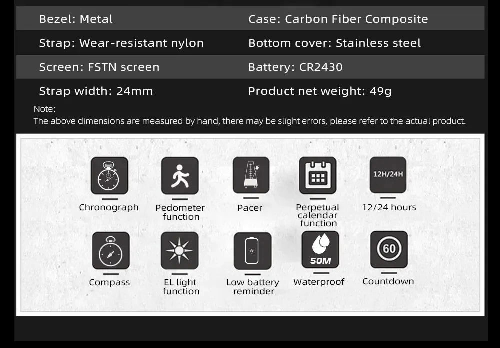 Reloj Digital NORTH EDGE ALPS para Hombre - Deportivo Multifunción LED Resistente al Agua