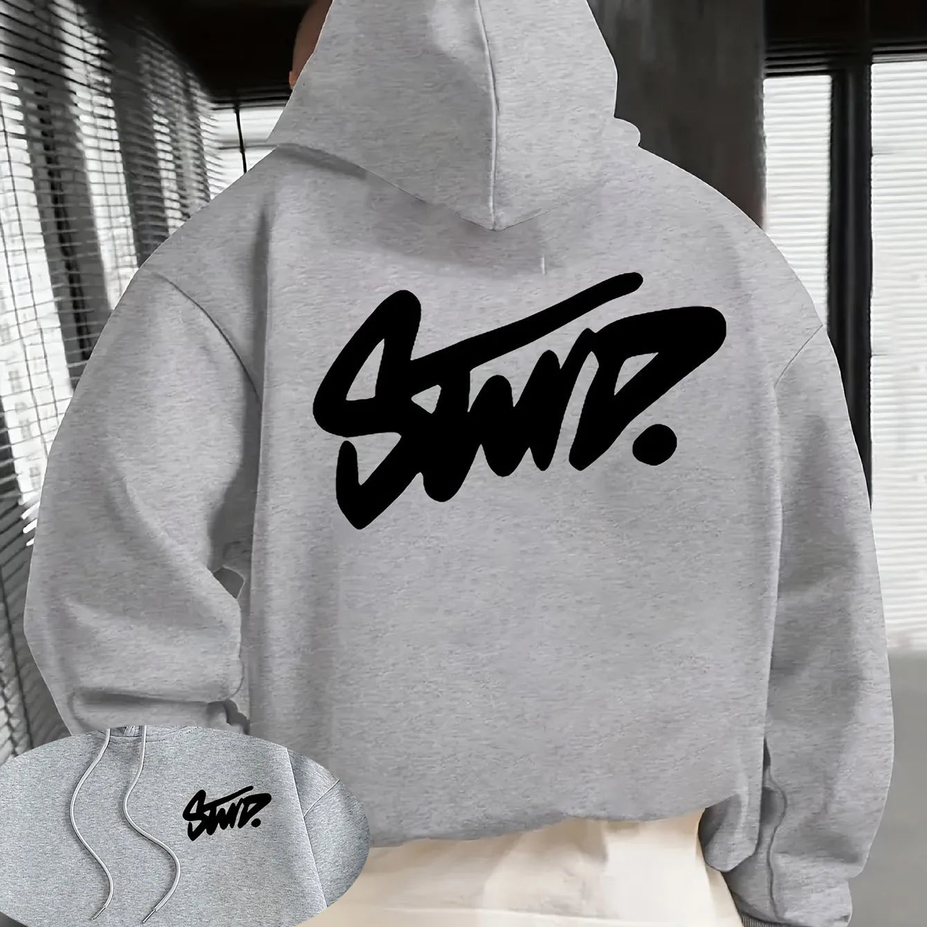 Sudadera Hombre STWD Graphic - Hoodie Negro Urbano Streetwear