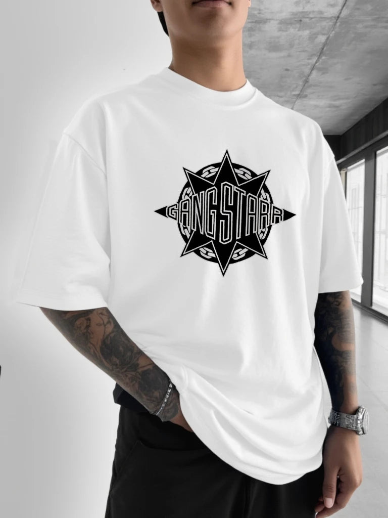 Camiseta Gang Starr Logo - Hombre Manga Corta Hip Hop Streetwear