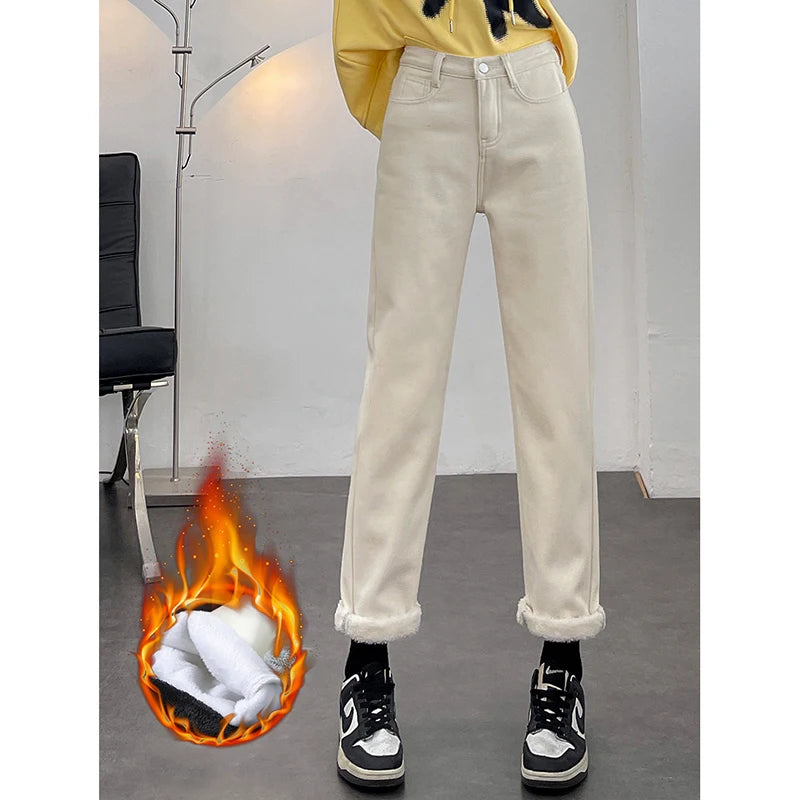 Vaqueros Mujer Forro Polar Invierno - Jeans Térmicos Cintura Alta