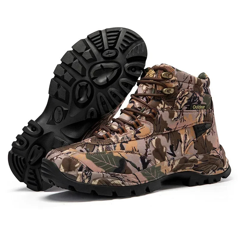 Botas Hombre Camuflaje Caza - High-Top Transpirables Deportivas Outdoor Senderismo Resistentes Impermeables Montañismo